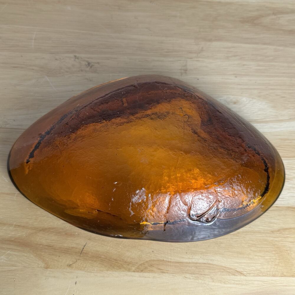 MCM Blenko Freeform Chunky Amber Glass Amoeba Sculpture Disha - Picture 2 of 5